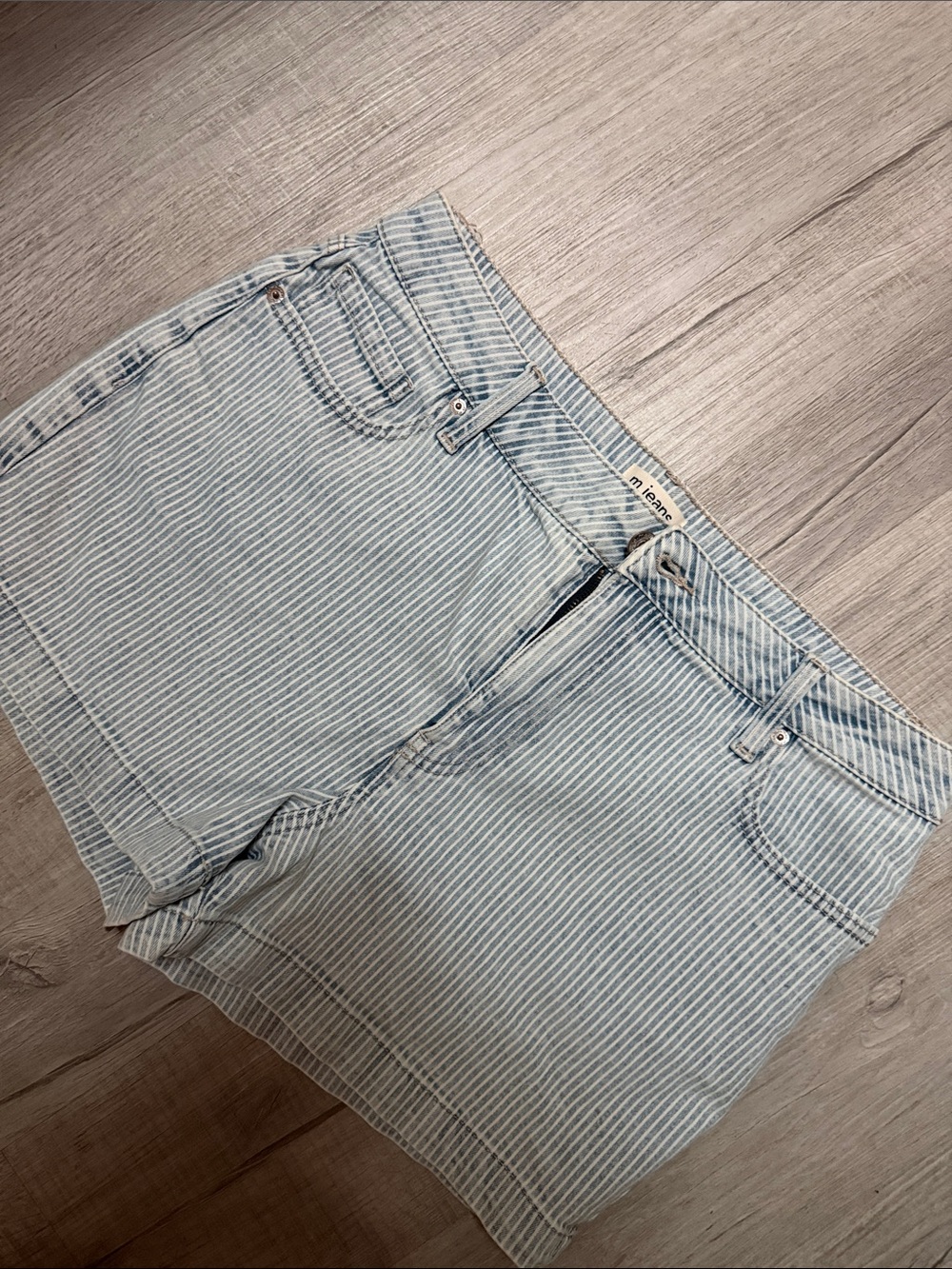 Maurices Light Blue & White Striped Jean Shorts